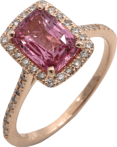 Pink Sapphire Halo Ring